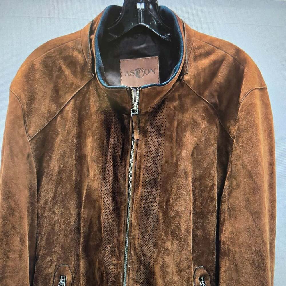 Aston Suede Jacket Size 2XL Brown Goat Suede Full Zip
